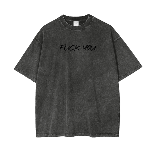 "FUCK YOU"/USA Acid Wash Oversize T-Shirt