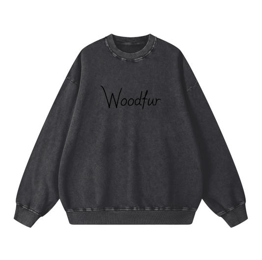 "WOODFUR" Acid Wash Oversize Sweatshirt