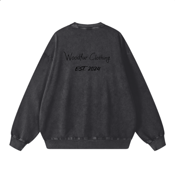 "WOODFUR" Acid Wash Oversize Sweatshirt