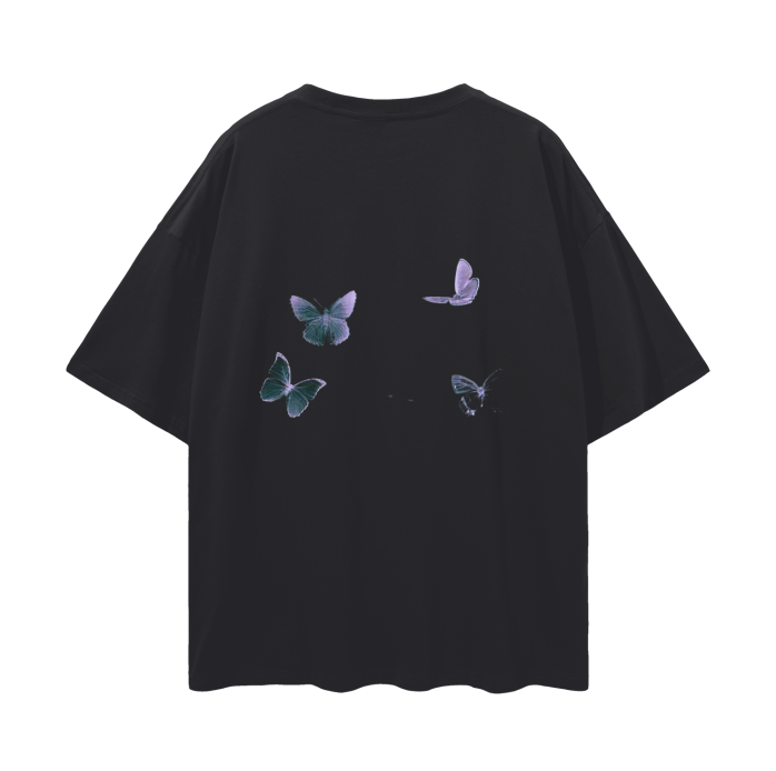 "BUTTERFLIES" Oversize Deep Drop Shoulder Tee