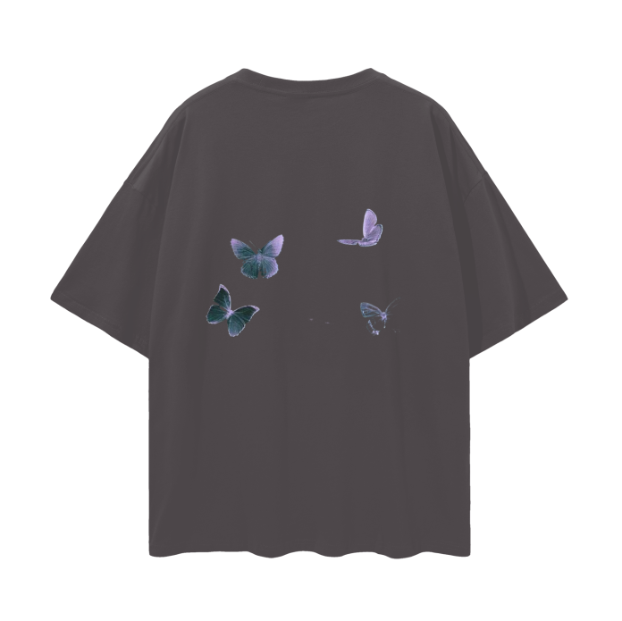 "BUTTERFLIES" Oversize Deep Drop Shoulder Tee