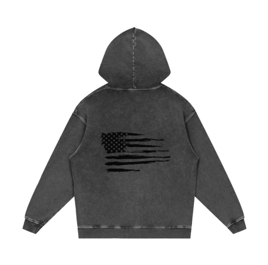 "UNITED STATES OF AMERICA" Acid Wash Oversize Hoodie