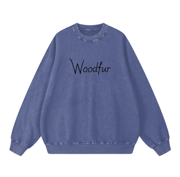 "WOODFUR" Acid Wash Oversize Sweatshirt