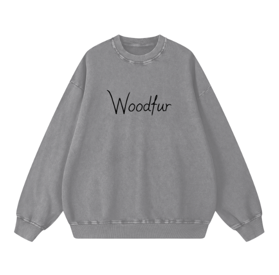 "WOODFUR" Acid Wash Oversize Sweatshirt